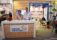 Michelle Moresi and Frederic Brun of Liege Airport in Belgium. First exhibiting here. They have about 7 flights a day from Nairobi to LGG.