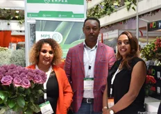Genet Reta and Tewodros Zewdie of EHPEA with Mizan Solomon of HPP Exhibitions. At the EHPEA stand, several Ethiopian farms presented their products.