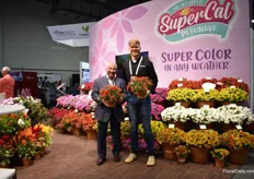 Joe Cimino and Michael Wiebe of Sakata holding Supercal Premium Red Maple, a new introduction for 2023.