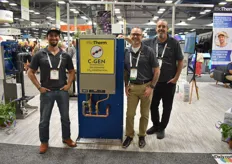 Joey Viegas, Les Grafton, and Kevin Strickland of BioTherm with C-Gen, a new on demand CO2 generation machine.