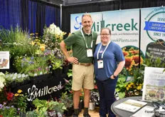 Mike Benedict and Jen Marjan of Millcreek, a wholesale grower of perennials herbs and annuals.