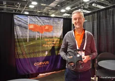 Frans-Peter Decherif of Corvus Drones, a Dutch company that supplies drones to monitor crops in the greenhouse.