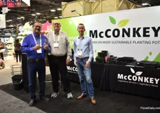The team of McConkey presenting their post-consumer PET planting pot. “We are the only company in North America that produces 100% post-consumer RPET pots.”