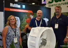 Vostermans Ventilation, are showcasing the 18” Fan which is now also available in the US. Sara Junk and John Juhler with Vostermans. In the middle, Gregg Short from Greenhouse design 