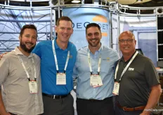 Busy at the DeCloet booth, Brian Gandy with Valoya, Greg Stone BFG, Patrick Gelineau with De Cloet Greenhouse Manufacturing and Dave Mummert with BFG.