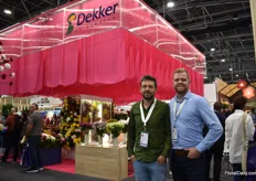 Daniel Uribe and Marten Wouda of Dekker Chrysanten. Presenting their large and colourful assortment at the show.