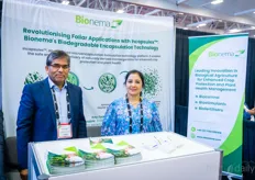 Minshar Ansari and Meraj Syeda with Bionema, a Uk company that is about to enter the Canadian market with their incapsulated technology for foliar application, and their biocontrol offerings.