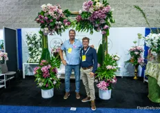 Frans van der Weiden, Van den Bos Flowerbulbs, and Guido Vreeken with Roselily, promoting the Roselily brand to the retailers. “No pollen, no mess.”
