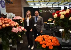 Alejandra Jarrin and Diego Negrete of Star Roses. They are very proud of their tinted roses collection, which they expanded over the years. They started this project 2 years ago. They have a team and quality team for this product. They also have a more farm and new varieties.