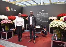 Millicent Ngesa and Moses Ndegwa of AAA Roses. At the show they were presenting their chrysanthemums for the first time.