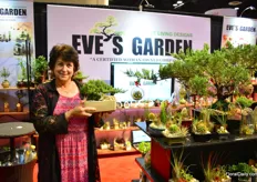 Evie lynn of Eve's Garden with one of her Bonsai trees. 