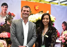 Arnoud Bolten of Georges Delbard together with Maria Voldospines of Eden Roses. Bolten was visiting the show. 