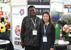 Eunice Ndegwa of Kenya Flower Council and Zing Yeo of Waridi Creations. 