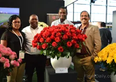 Esther Wanja, Joseph Karanja, Juma Suleiman and Santosh Kulkarni with their Red Variety Rhodos Roses, exclusively grown by PJ Dave Group