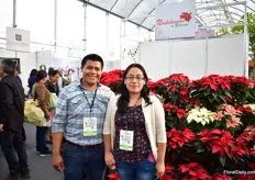 Poinsettia growers Alberto Lopez Bravo and Yesenia Esther Andres Garcia of Nochesbuenas de Zitacuaro