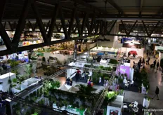 Elevated view over the exhibition floor.
