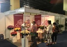 Busy at the booth of rose breeder Kordes Roses.