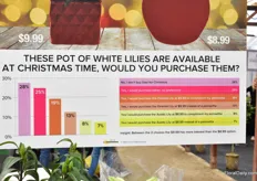 2Plant international asked US consumers if they would by the pot of white lilies that they were presenting. And the answers are as follows, see the picture. “And the funny thing is that many even choose the expensive one”, says Pieter van der Lans.