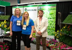 Tara Toxwell, Amanda Stubing and Frank Yaun of Speedling. Thet produce plugs at 8 different locations throughout the US. At one of the two locations in Florida, they recently installed new seedling machines and at the other location they expanded the greenhouse.