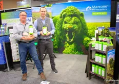 Steve Bogash and Matthew Brecht with Marrone Bio Innovations presenting their new Cannabis pest management product in a smaller sized package, so for the smaller grower.