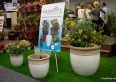 Proven Winners also introduced the self watering pots AquaPots by Proven Winners. The pots are designed by designer Michael Carr and are high cold tolerant. In the picture are just a few of the wide range.