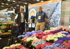 Jan ten Brinke of HBA and Ed Vermolen of Aldershot Greenhouses. This Canadian potted rose grower also grows a large variety of hydrangeas of the Hydrangea Breeders Association (HBA). The new introduction are the double-flowered hydrangeas. The dormant plants are grown by Aldershot greenhouses and exclusively supplied to Ball Ingenuity, in the US.