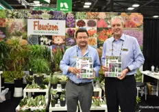 At the Fleurizon booth, the many types of tropical plants and grasses were attracting the attention of many visitors. On the picture Pedro Roldan and Frank de Greef presenting the catalogue for 2020.