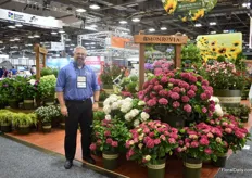 Matt Heiss of Monrovia presenting the Seaside Serenade Hydrangea Collection. It is a variety imported from Europe, bred for the florist industry. “It has stiff stems, is available in 10 different various colors, it blooms long and the new foliage comes out as purple and turns green.