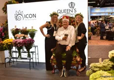 Michael Adiletto feeling a King at Queen's Bouquet Network, not only because he is sitting on the flower throne, also because the he is accompanied by the lovely ladies Heidi Harris and Kami Weimer.