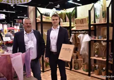 Marco Zwaan and Pieter Sluiter of Koenpack presenting their sustainable packaging solutions that are part of their sustainability campaign that they introduced a couple of months ago. They've always had sustainable solutions, but they see the demand increasing. "We want to profile ourselves as leaders in this area, mainly because we've always had the materials available and we have the certifications, not only for producing the product, also regarding social responsibility."