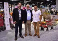 Rene Codias, Scott Hill and Juan Carlos Palacio of USA Bouquet, a bouquet manufacturer with 6 locations in the US. They serve the super market industry and currently see a lot of metalics coming in, in the bouquets.
