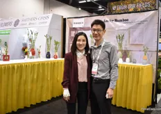 Allen Yung (on the right) of 99 International with a visitor. They supply bamboo and ceramics out of China and mainly export these products to Los Angeles where their products are being distributed all over the country.Lucky Bamboo is the brand.