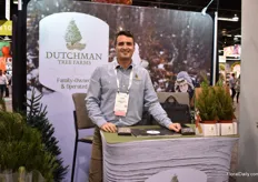 Justin Barlett of Dutchman Tree Farms presenting one of their new Christmas tree items. 