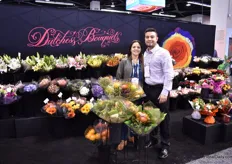 Kathy Duarte and Nicolas Brown of Dutchess Bouquet, a grower, distributor and shipper. They have their own farm in Colombia and supply supermarkets in the US. 