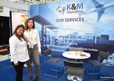 Liliana Rodriguez and Margarita Valencia of K&M Handling. OVer the years, they have seen the sea container shipments out of Colombia to the US growing. They handle plane and sea shipments are are eager to have more business from Colombia to Europe.
