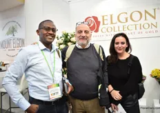 A buyer of Elgon Collection roses; Elias Thuku Kaguchia of Legrane with his clients out of Italy; Ugo Ercolini and Charlotta Erwliui of Orange Florimpex SRL.