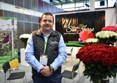 Adrian Moreno of San Jorge Rancho. This Ecuadorian rose 6.5ha rose farm was exhibiting at the IFTF for the first time. After Valentine's Day, they expect to grow another 3.5ha. They maily sell to the US and Russia and are eager to expand markets in the EU.