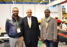 Yash Rajesh Dave (left) and Ananth Kumar (right) of Isinya Roses - Porini Flowers with a buyer from Egypt; Mahmoud Helmy El-Bassioni of the company Floramix.